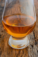 Irish Whiskey Glass on Wooden Table