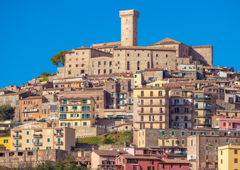 Fototapeta na wymiar Palombara Sabina (Italy) - A little city on the hill in metropolitan area of Rome, on the Sabina countryside. Here a view of nice historical center.