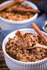 Baked apple with oats, homemade healthy dessert