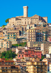 Fototapeta premium Palombara Sabina (Italy) - A little city on the hill in metropolitan area of Rome, on the Sabina countryside. Here a view of nice historical center.
