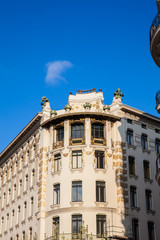 Beautiful  architecture of the antique buildings at Linke Wienzeile in Vienna city center