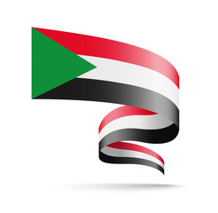 Sudan flag in the form of wave ribbon.