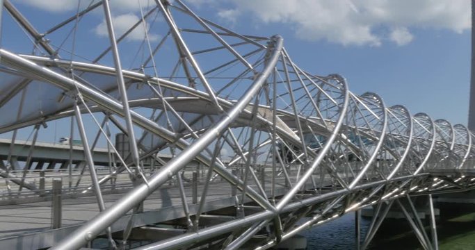 Helix Bridge and Marina Bay Hotel, Singapore, South Asia, Asia 