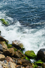 Sea background waves and rocks.