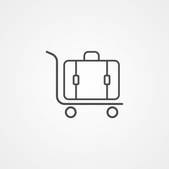 Luggage trolley vector icon sign symbol