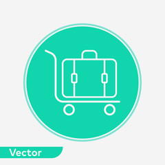 Luggage trolley vector icon sign symbol