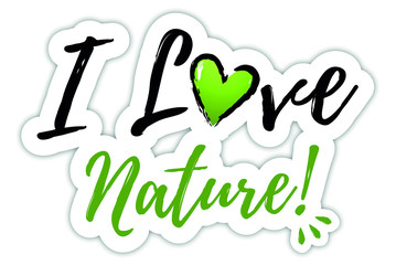 Fototapeta premium I love Nature Illustration with heart