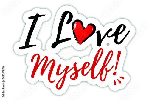 "I love Myself Illustration with heart" Stock image and royalty-free