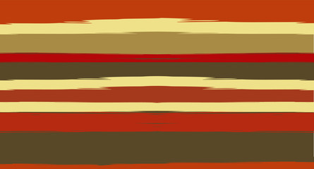 Orange, Brown Lines Seamless Summer Pattern, Vector Watercolor Sailor Stripes. Retro Vintage Grunge Fabric Fashion Design Horizontal Brushstrokes. Simple Painted Ink Trace, Geometric Cool Autumn Print