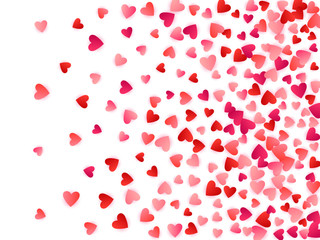Red flying hearts bright love passion vector background.