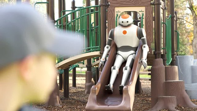 CG Robot on Playground with Kid - Visual Effects