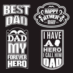 Collection of quote typographical background Template for poster, card for father's day , banner and label with realistic illustration of male profile.