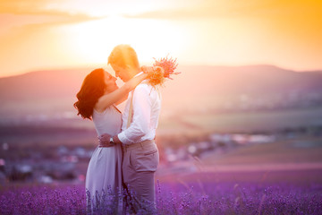 Young couple in love bride and groom, wedding day in summer. Enjoy a moment of happiness and love...