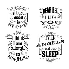 Obraz premium Collection of quote typographical background with unique hand drawn curles and swirls. Template for business card, poster, banner, print for t-shirt, sweatshirt, bag.
