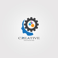 Creative mind flat icon with human brain concept