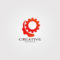 Creative mind flat icon with human brain concept