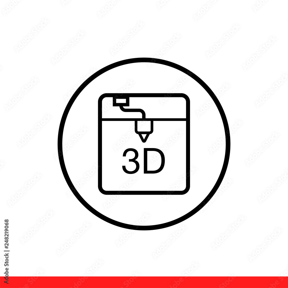 Poster 3d printer vector icon. simple, flat design for web or mobile app