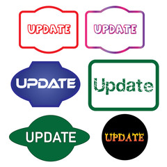 Signage-Colorful Collection of UPDATE Signs or Unique Buttons