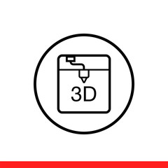 3D Printer vector icon. Simple, flat design for web or mobile app