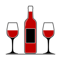 wine glasses and bottle
