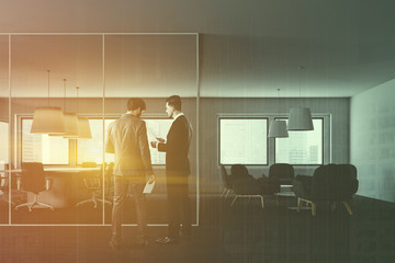 White office meeting room and lounge, people