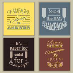 Collection of quote typographical background about champagne. Template for business card, poster and banner