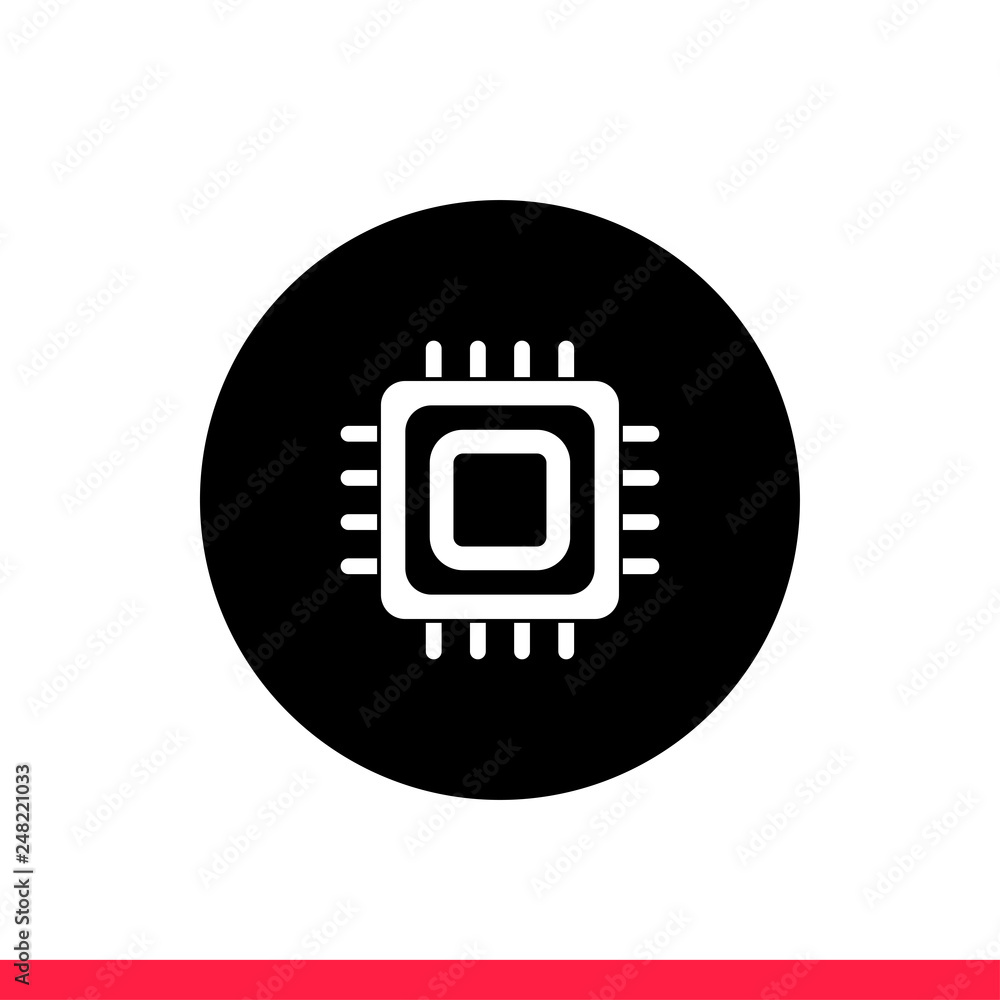Poster cpu vector icon, processor symbol. simple, flat design for web or mobile app