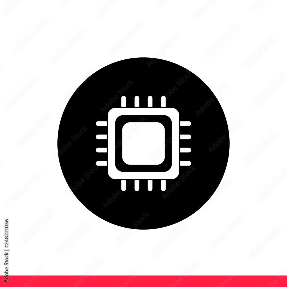 Poster cpu vector icon, processor symbol. simple, flat design for web or mobile app