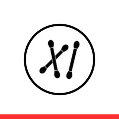 Cotton swab vector icon, safety symbol. Simple, flat design for web or mobile app