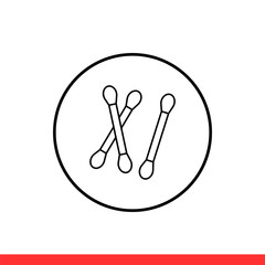 Cotton swab vector icon, safety symbol. Simple, flat design for web or mobile app