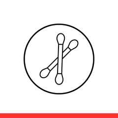 Cotton swab vector icon, safety symbol. Simple, flat design for web or mobile app