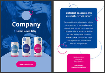 Flyer Design Layout with Blue and Pink Accents