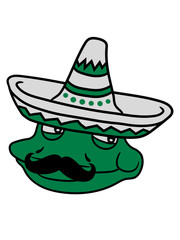 kopf gesicht mexikaner sombrero hut südamerika schnurrbart mexikanisch frosch sizend süß niedlich lustig comic cartoon clipart froschkönig kröte