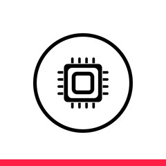Cpu vector icon, processor symbol. Simple, flat design for web or mobile app