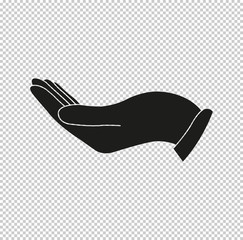 flat of the hand  - black vector icon