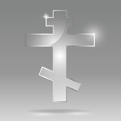 Glass transparent vector Russian Orthodox cross or Orthodox cross