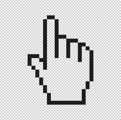 pixel hand  - black vector icon