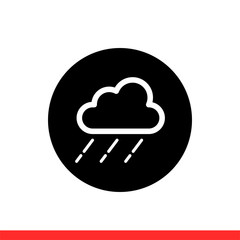 Rainy cloud vector icon, weather symbol. Simple, flat design for web or mobile app
