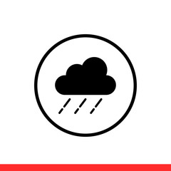 Rainy cloud vector icon, weather symbol. Simple, flat design for web or mobile app