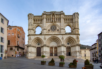 Fototapeta na wymiar View of the Gothic cathedral in Cuenca, Spain