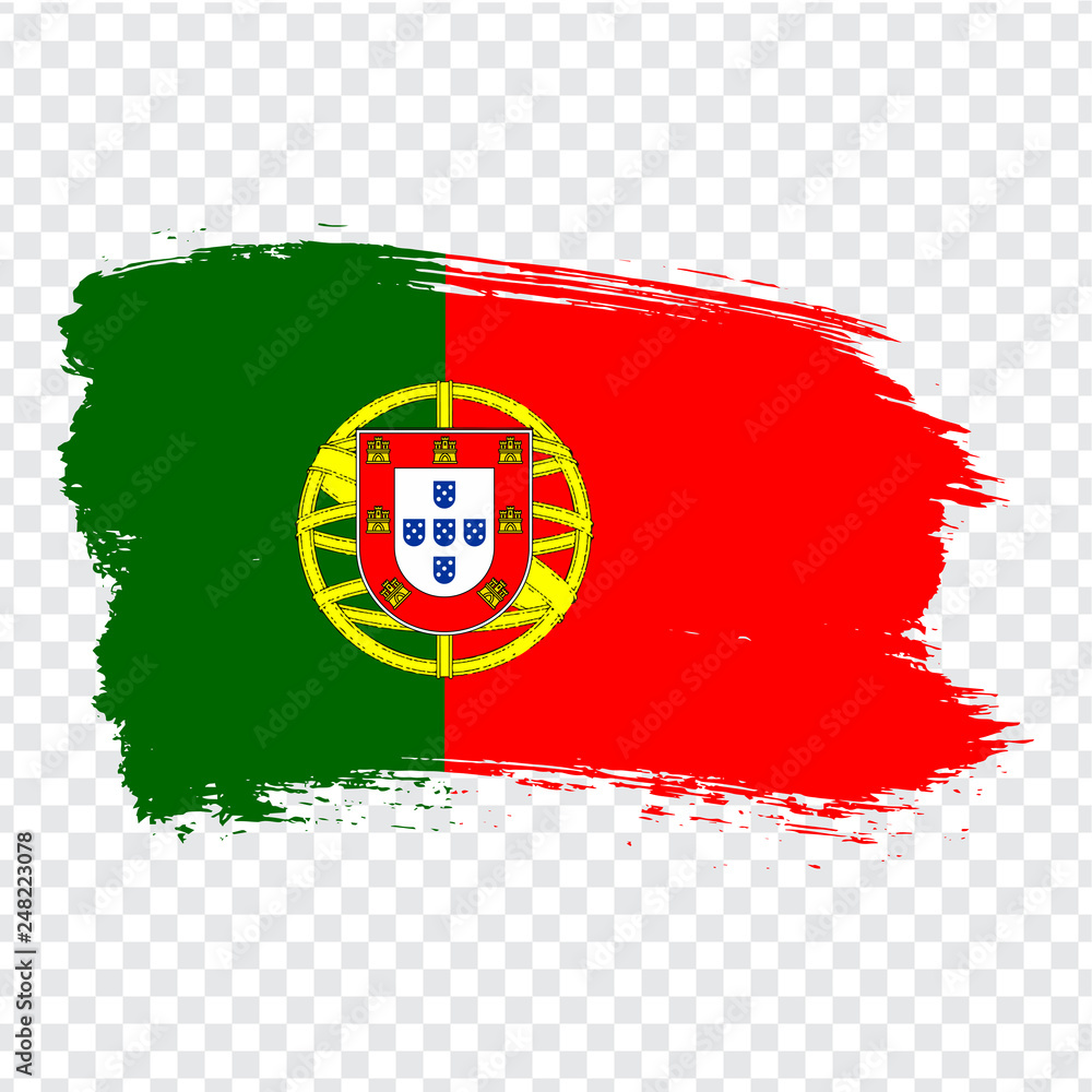 Sticker flag portugal from brush strokes. flag portuguese republic on transparent background for your web si