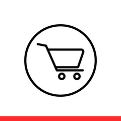 Shopping cart vector icon, basket symbol. Simple, flat design for web or mobile app