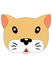 Ginger cat. Cute little face little red kitten. Cat head illustration for children. Pretty kitty cream color. The muzzle of a toy cat with pink ears.