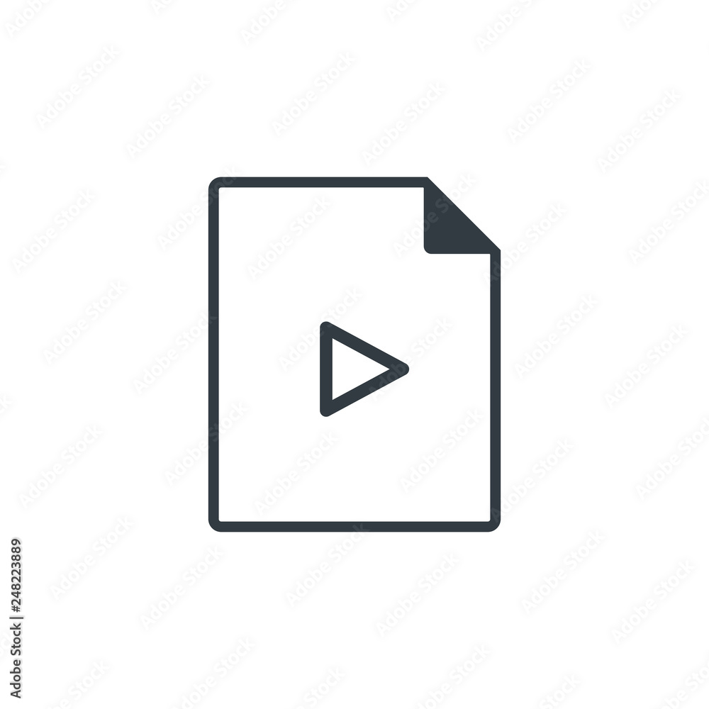 Poster black single line play arrow document data file format icon concept. simple modern flat design eleme
