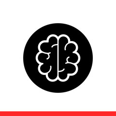 Brain vector icon, knowledge symbol. Simple, flat design for web or mobile app