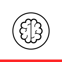 Brain vector icon, knowledge symbol. Simple, flat design for web or mobile app