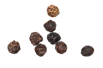 Black pepper macro isolated on white background, with clipping path