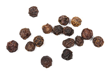 Black pepper macro isolated on white background, with clipping path