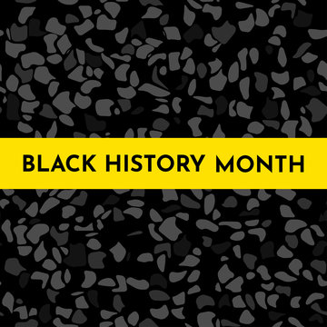 Vector illustration background concept for Black history month. Yellow frame for text, black pattern, grunge style