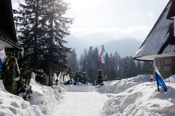 Mountain trail valley at winter, Tatras, Poland